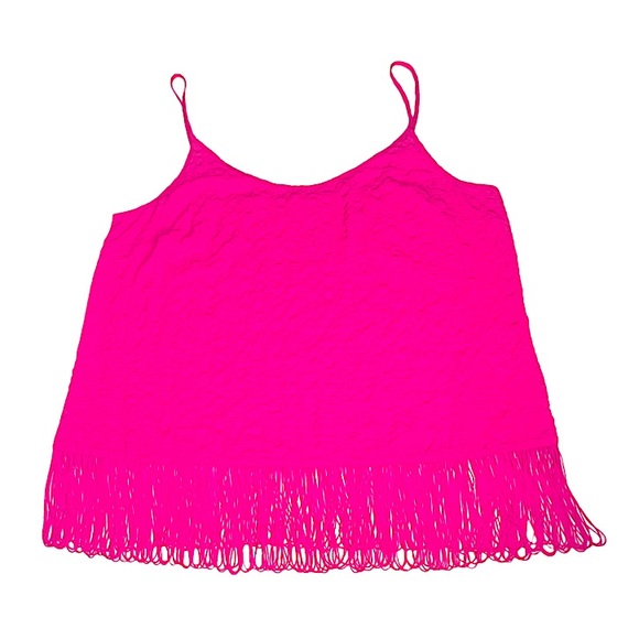 Lilly Pulitzer Neem Berry Sangria Strappy Fringe Textured Tank Top Blouse L EUC! - Picture 2 of 15
